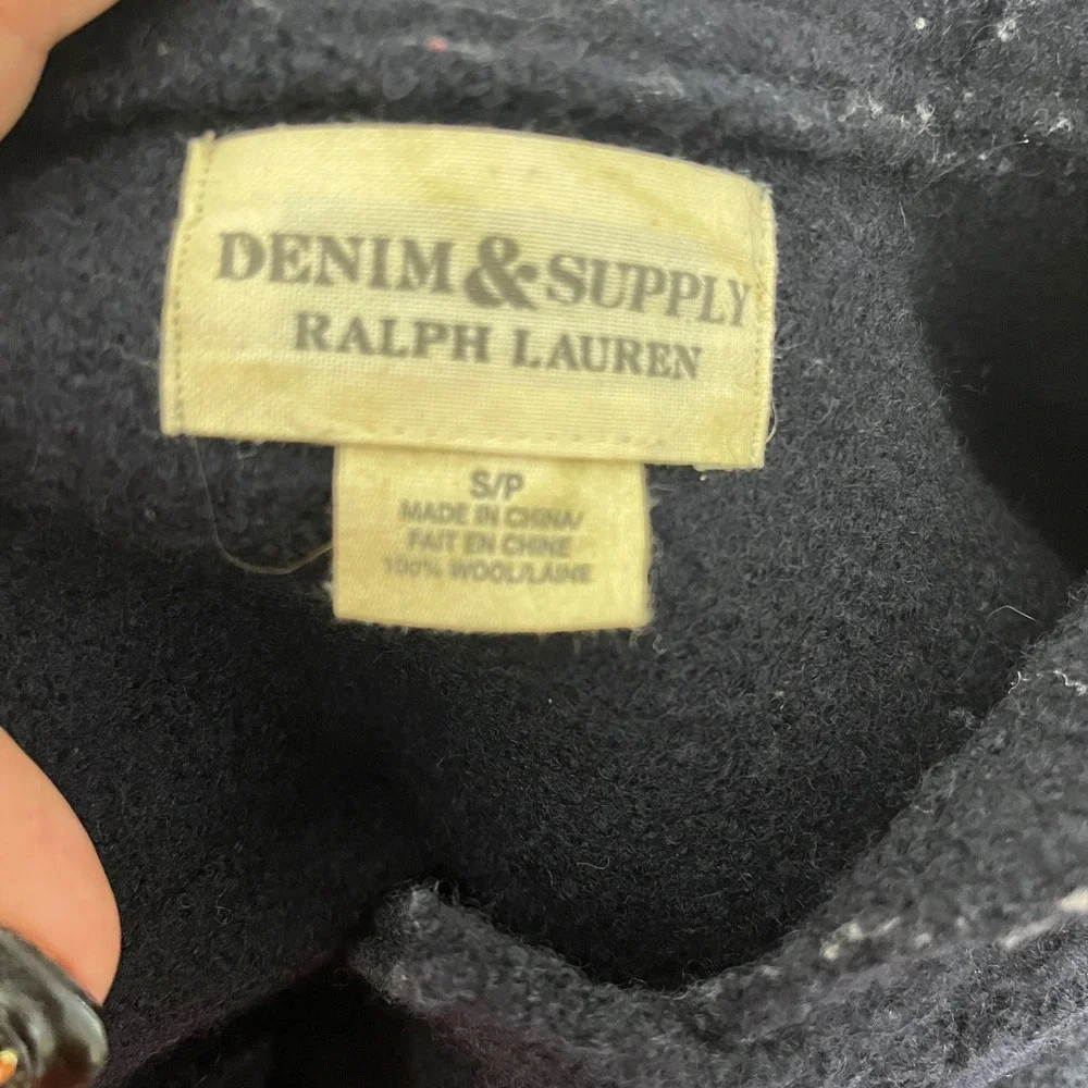 Denim & Supply Ralph Lauren Duffle Coat Mens Small Navy Blue Wool Toggle Hooded